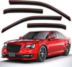Extra Durable Clip-on in-Channel Auto Vent Window Visor, Fits 2011-2023 Chrysler 300, UV Protection Rain Guard, Original Wind Deflector, No-Drill Easy Install, Dark Smoke, 4-Pcs