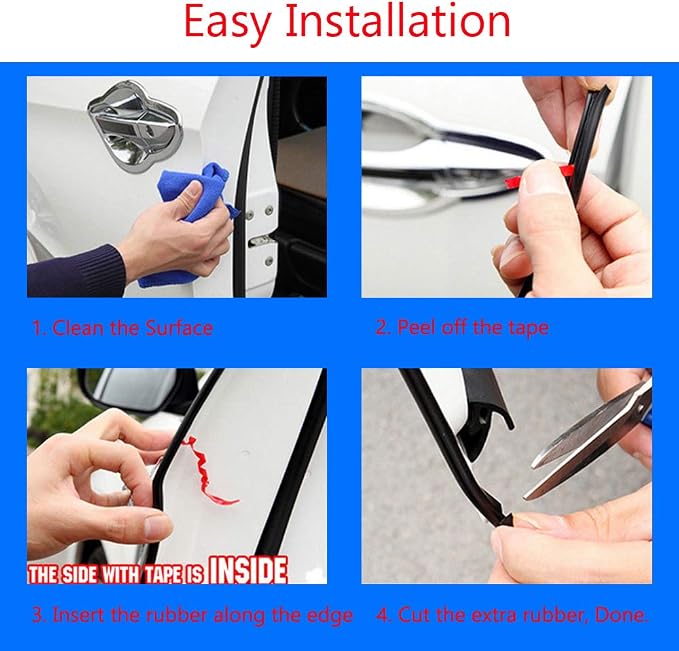 16ft 5M U Shape Car Door Moulding Rubber Scratch Protector Strip Edge Guard Trim Seal Red | 16ft 5M U Shape Auto Rubber Protect Stripping Anti-Scratch Anti-Collision Guards Red