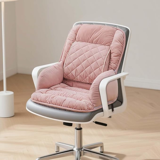 Office Heated Seat Cushion for Desk Chair,Upgraded Lumbar Support Seat for Cushions for Dorm Desk Chair with Back, USB Interface, 3-Speed Temperature Control (Light Pink)