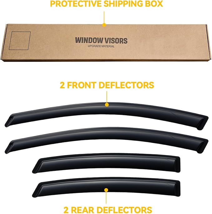 Rain Guards for 2013-2016 Dodge Dart, Out-Channel Window Visor Shields Vent Deflector Shade Wind Dark Smoke 2014 2015 2016 13 14 15 16, Tape-On Outside-Mount, 4PCS