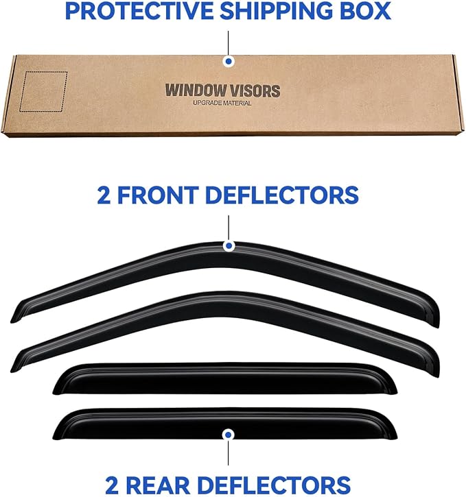 Window Visors Rain Guards for 2000 2001 2002 2003 2004 2005 Ford Excursion, Out-Channel Window Vent Wind Deflectors Visors Shades for 00 01 02 03 04 05 Ford Excursion