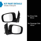Driver and Passenger Side Mirror Set Power Heated Power Folding Smooth Black Compatible with 2008-2016 Chrysler Town & Country 2008-2009 Dodge Grand Caravan CH1320385 CH1321385