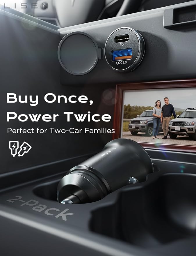 Car Charger USB C, 69W Cigarette Lighter USB Charger Adapter, Car Accessories Gifts for Men, Mini USBC Cars Fast Charging Adapter USBC Type C 12V Plug Outlet, for iPhone 17 Pro Max 16 15 14 13