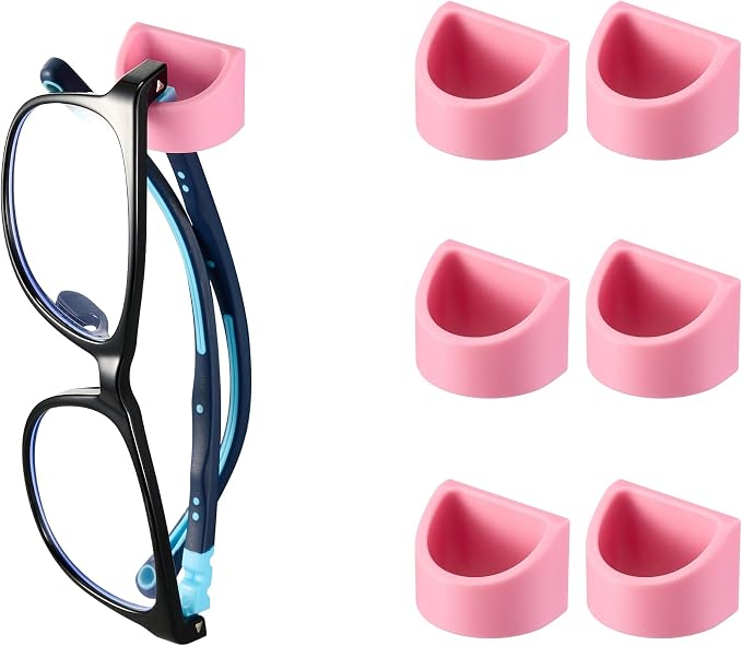 Sunglass Organizer 6 Pack, Glasses Holder & Eyeglass Holder for Eyewear, Sunglasses, Reading Glasses. Sunglass Holder for Home, Office, Car, Driver, Workshop. Glasses Accessories (Pink)