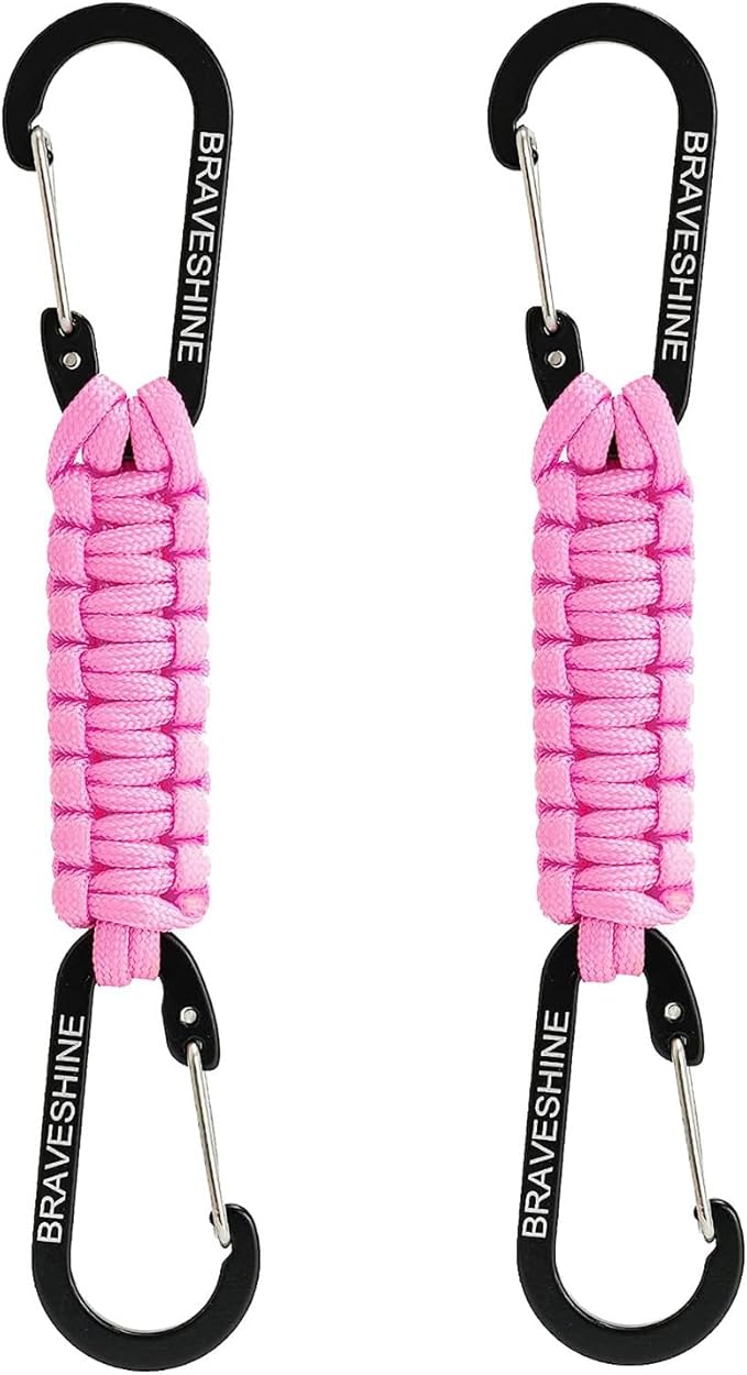 Paracord Keychain Carabiner Clip, D Ring Lanyard Hanger Stroller Hook for Water Bottle, Key, Backpacks, Men, Women