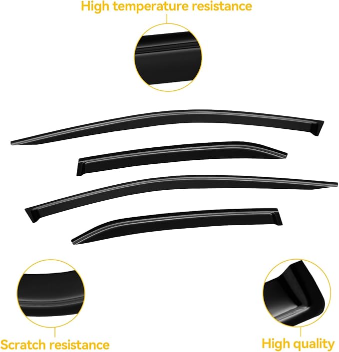 Rain Guards for Toyota Camry 2018-2024, Window Visor Shields Vent Deflector Shade Dark Smoke 2019 2020 2021 2022 2023, Tape-On, 4PCS