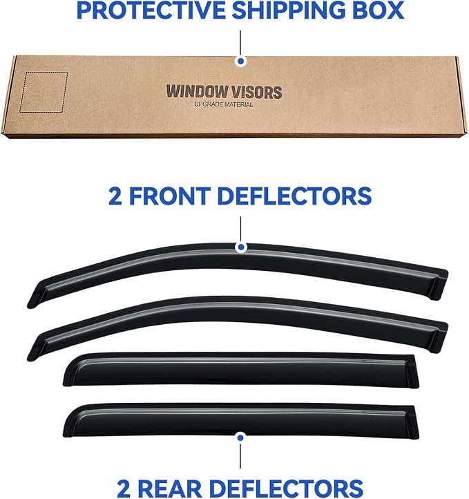 Window Visors Rain Guards for 2017-2026 Honda Ridgeline, Out-Channel Window Vent Wind Deflectors Visors Shades for 17-26 Honda Ridgeline
