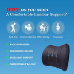 Lumbar Support Pillow for Car, Car Seat Back Support for Driving | Memory Foam Car Lumbar Support for Driving Seat, Car Back Cushion, Adjustable Straps, Lower Back Pillow, PU Leather, Black