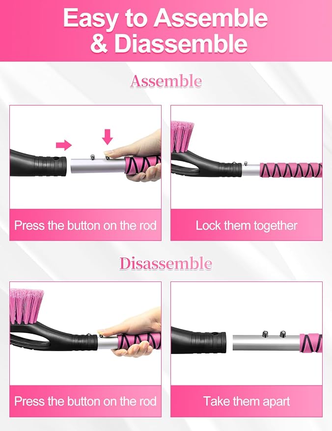 Snow Brush and Ice Scraper for SUV Truck Vehicle Auto Windshield Window - Pink