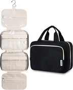 Hanging Toiletry Bag for Women Travel Makeup Bag Organizer Toiletries Bag for Travel Size Essentials Accessories Cosmetics (Black (Medium))
