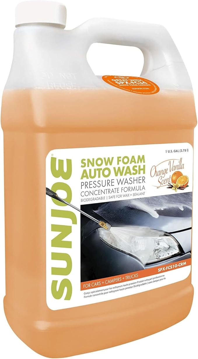 Snow Foam Car Wash Soap & Cleaner Concentrate, Orange Vanilla Scent, 1 Gallon - Cleaning Solution for Automotive Vehicles, Vinyl, Aluminum, Wood, & Brick Surfaces, SPX-FCS1G-COC