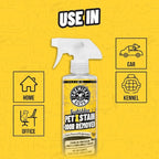 Pet Mess Cleaning Kit, Furbidden Odor Eliminator 16 oz with Interior Detailing Brush Cleans, Pet Smells, Hair and Light Dirt for Cars Trucks SUVs Home Interiors and Upholstery Care