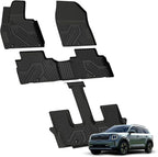 Floor Mats for Kia Telluride 2025 2024 2023 2022 2021 2020, All Weather TPE Custom Fit Floor Liners 1st & 2nd & 3rd Row Car Mats Accessories, Black