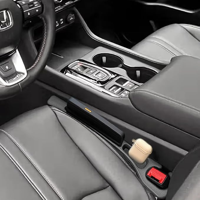 Car Seat Gap Filler Compatible with Honda Pilot Accessories Seat Gap Plug Blocker with Storage Slot Organizer Non-Slip Car Cup Holder Coaster Black 2 Pack