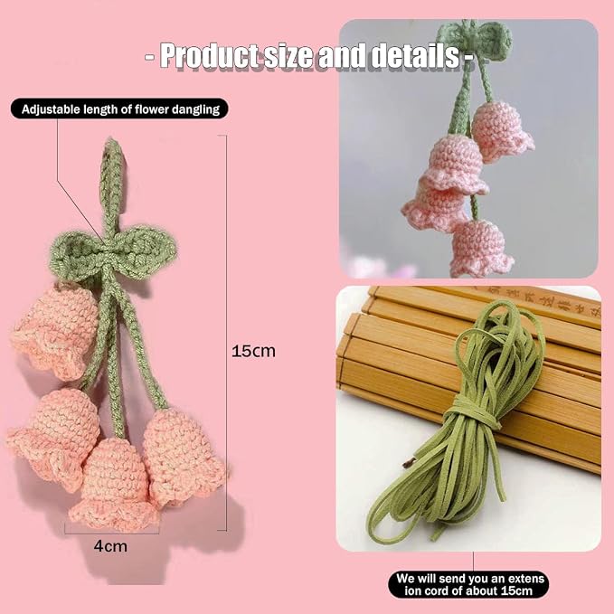 Rear View Mirror Accessories - Cute, Handmade Knitted Pendant Ornament, Kawaii Car Decor for Car & Home Decorations