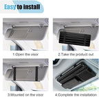 Suede Car Sun Visor Organizer with Multi-Pocket Net Zipper, Glasses Case, Sunglass Holder for Interior Accessories (Black)