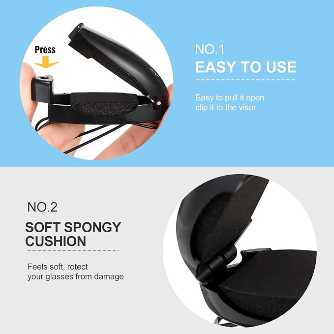 10 Pieces Auto Car Vehicle Sun Visor Clip Holder for Sunglasses Glasses Holder Hanger Eyeglasses Mount Ticket Card Clip Car Accessories(Black)