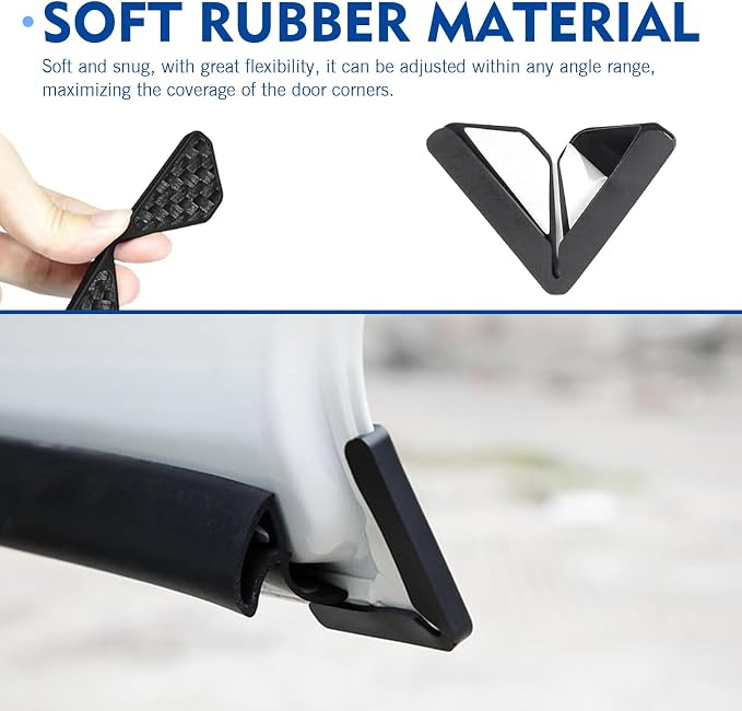 Car Door Corner Protector Edge Guards, Carbon Fiber Decorative Anti-scratch Anti-collision Buffer Pad, Embedded Self-adhesive Tightly Wrapped Soft Protective Cover, for Most Cars (Black)