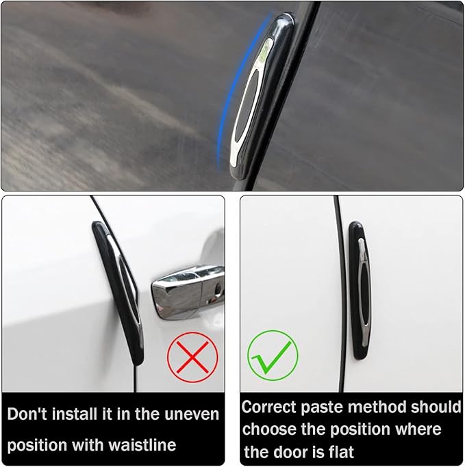 4 Pcs Car Door Edge Guards Car Side Door Protector Suitable for Various Car Pads Door Shock Absorbers-Black