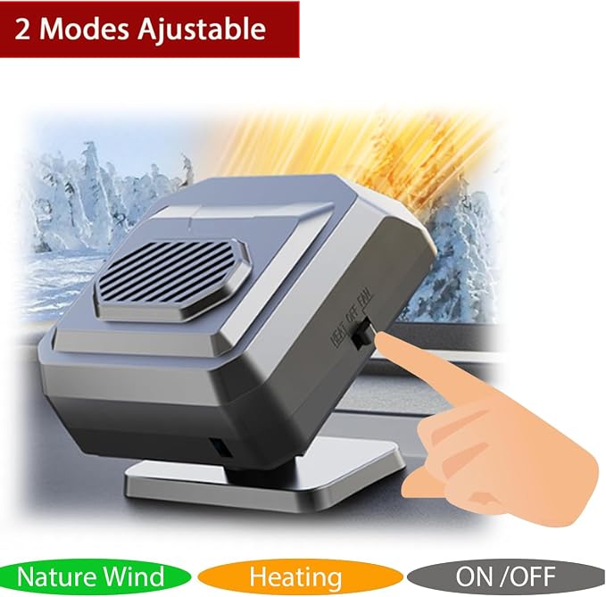 12Volt Protable Car Heater, Fast Heating, Windshield Defogger Defroster, 150W Portable Car Heater That Plugs into Cigarette Lighter