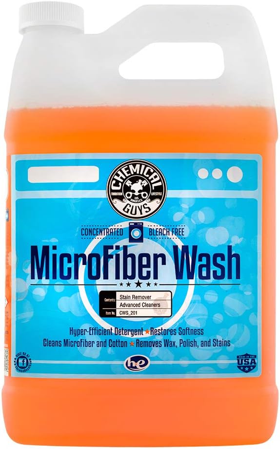 Microfiber Cleaning Cloth and Car Wash Towel Detergent - Concentrated Cleaner for Towels, Microfiber Cloths, and Pads - Removes Dirt, Wax, Grease, Stains, Orange Scent - 128 oz | Microfiber-safe concentrate for towels, mitts, and pads; li...