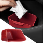 Car Trash Can, Silicone Portable Vehicle Side Door Garbage Container Trash Bin, Multifunctional Auto Interior Dustbin Garbage Can Storage Organizer, Universal Fit (Left/Red)