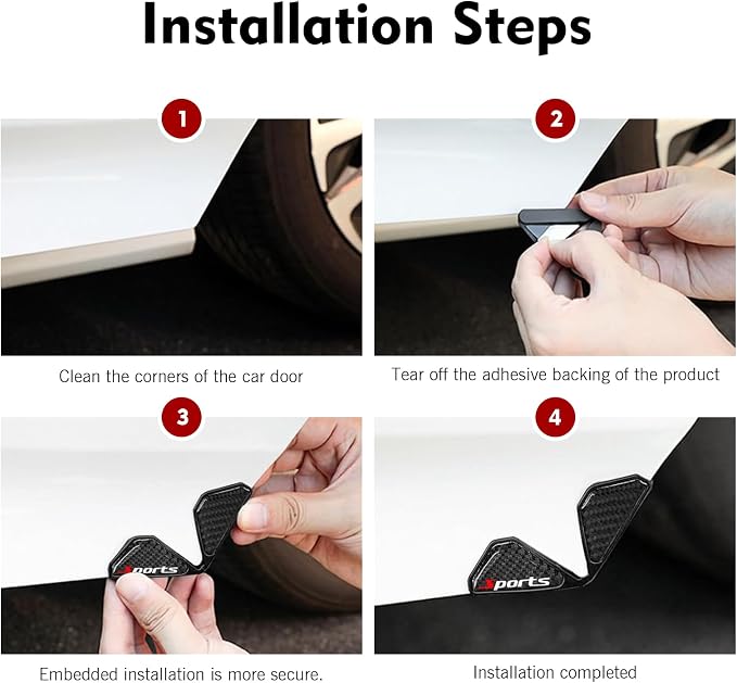 2PCS Car Door Edge Guards, Carbon Fiber Sport Car Door Corner Guards, Anti-Collision Door Corner Protector Trim, Self-Adhesive Auto Corner Protect Sticker, Universal Decor Accessories