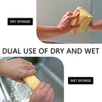 Windshield Cleaning Sponge Block, Double-Sided Microporous Defogger for Car Window Glass, Washable Super Absorbent Anti-Scratch Suede Sponge, Portable Cleaning Tool for Most Cars (Yellow)