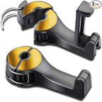 Car Headrest Hidden Hook with Phone Holder, Universal 360 Rotation, Gold, 2 Pack