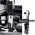 Car Cup Holder Tray, 3 in 1 Multifunctional Vehicle Food Water Bottle Phone Holder Expander Adapter with Adjustable Base, Detachable Auto Interior Food Tray Table, Universal Fit (Gray)