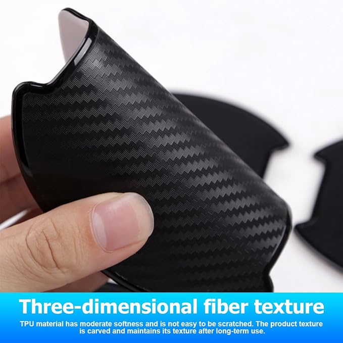 Mandark Car Door Handle Cup Scratch Protector, 4PCS 3D TPU Carbon Fiber Vehicle Door Bowl Sticker, Automotive Handle Paint Protective Film Cover, Universal Fit (Golden, Small)