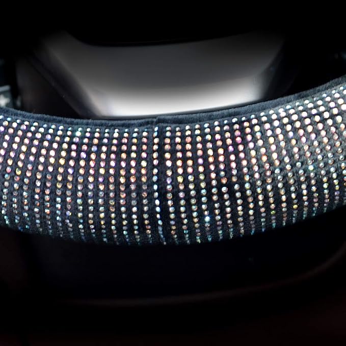 Steering Wheel Cover for Women Men Bling Bling Crystal Diamond Sparkling Car SUV Wheel Protector Universal Fit 15 Inch (Black with Colorful Diamond,Standard Size(14" 1/2-15" 1/4))