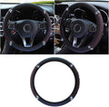 15 Inch Bling Soft Leather Car Steering Wheel Cover, Black Red | Colorful Rhinestones Design, Auto Elastic Protector for Women Girls, Crystal Diamond Car Accessories for Most Cars, SUVs