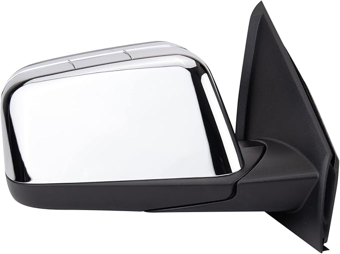 Passenger Side Mirror Assembly Power Heated Memory Puddle Light Foldaway Chrome Smooth Black Compatible with 2008-2009 Lincoln MKX