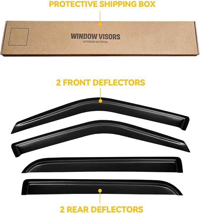 Window Visors for 1997-2017 Ford Expedition, Rain Guards Shield Vent Deflector Shade Dark Smoke for 2007-2017 Expedition XL, 1998-2017 Lincoln Navigator, Tape-On, 4PCS