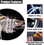 EL Wire Interior Car LED Strip Lights, USB Car Neon Light Strip with Sewing Edge, 16FT Neon Light 5V with Fuse Protection, Electroluminescent Car Indoor Decorations (White)