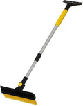 30-43" Extendable Aluminum Snow Brush with Built-in Squeegee & Ice Scraper 3-in-1 Non-Slip Foam Grip Winter Car Tool with Scratch-Free Bristles for Cars, SUVs & Trucks, Yellow