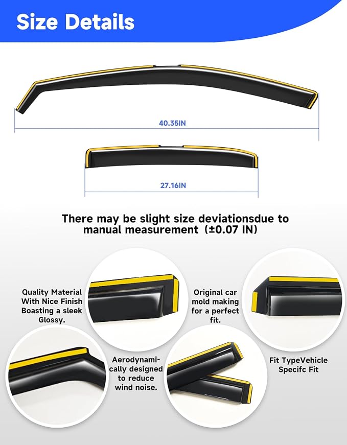 in-Channel Window Rain Guards Fit for Dodge Durango 2011-2026,Extra Durable Visors Vent Visors Window Deflector Vent Shades Car Accessories -4 pcs