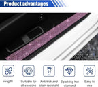 2PCS Car Door Edge Entry Guard, Bling Rhinestone Car Anti-Collision Adhesive Sticker Strip, Door Sill Strip for Rear Bumper Car SUV, Threshold Protective Stickers for Women (Pink)