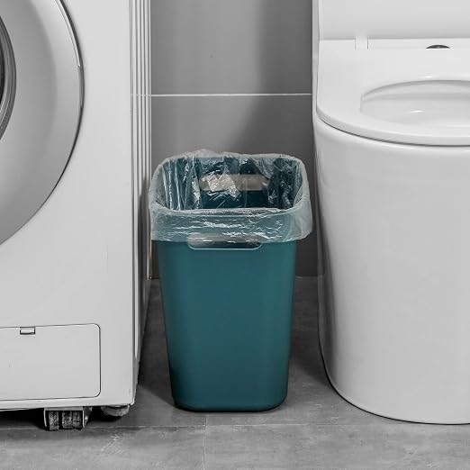 Plastic Small Trash Can Wastebasket, Garbage Container Basket for Bathrooms, Laundry Room, Kitchens, Offices, Kids Rooms, Dorms, 3.5 Gallon, Blue Green | Compact Sturdy Garbage Can for Bathroom, Laundry Room, Kitchen, Office, Kids Room, Dorm, Du...