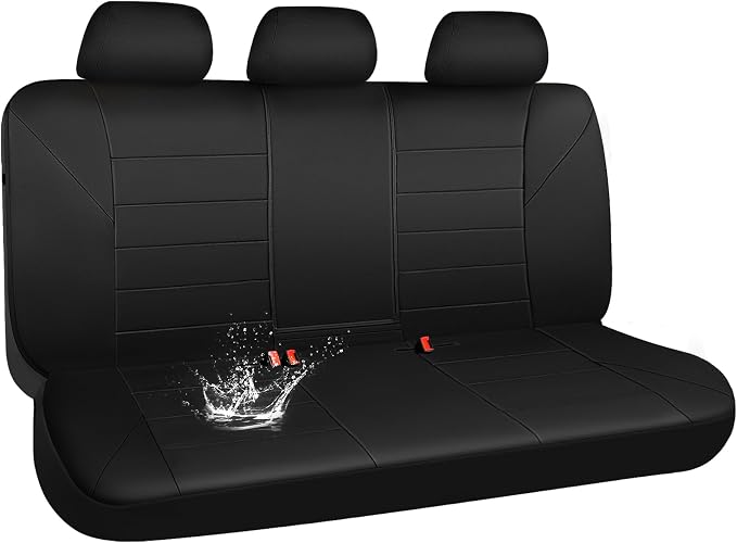 Neoprene Back Seat Cover, Universal Waterproof Bench Rear Seat Cover Universal Wetsuit Car Seat Cover Fit 95% Automotive Interior Covers for Cars Sedans SUVs (Rear,All Black)