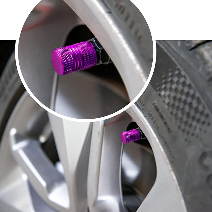 Tire Valve Stem Caps for Car Tires Air Caps Cover 8 Pack Corrosion Resistant Premium Alloy Leak-Proof Universal for SUV Truck Motorcycle Bike Purple