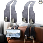Car Seat Back Double Hook, 2026 New Car Headrest Hook, Multifunctional Headrest Hook for Convenient Storage, Auto Hooks Organizer for Handbag Purse Coat Bags，Gray：2