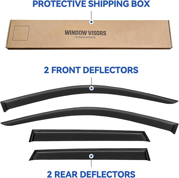 Window Visors Rain Guards for 2003 2004 2005 2006 Mitsubishi Outlander, Out-Channel Window Vent Wind Deflectors Visors Shades for 03 04 05 06 Mitsubishi Outlander