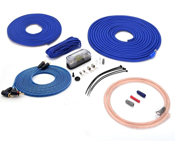 ORION Cobalt COKIT8 8-Gauge CCA Amp Wiring Kit, 100% American Wire Gauge (AWG) Standard, High Current Amplifier Install Kit with Fuse Holder, RCA Cable & Speaker Wire for Car Audio Systems