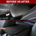 Car Armrest Storage Box Mat, Fiber Leather Car Center Console Cover, Car Armrest Seat Box Cover Accessories Interior Protection for Most Vehicle, SUV, Truck, Car (Black)