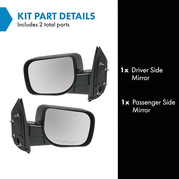 2 Piece Driver and Passenger Side Mirror Assembly Set Manual Adjustment Non-Heated No Memory Textured Compatible with 2004-2010 Nissan Titan XE 2011-2015 Titan S NI1320171 NI1321171