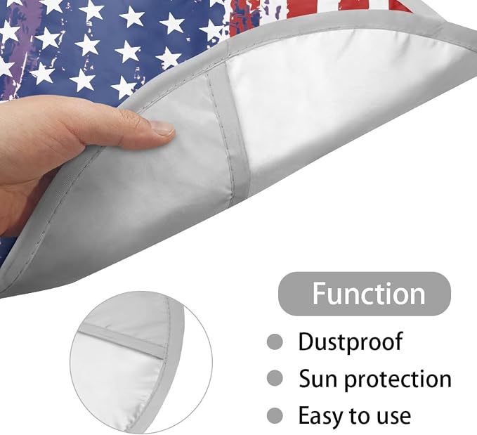 US Flag Steering Wheel Sun Shade Cover Cooling Steering Wheel Sun Block Anti-Heat Aluminum Foil Steering Wheel Cover Steering Wheel Sun Heat Shield for SUV Truck Van