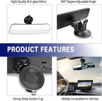 Auto Inside Rearview Mirror with Suction Cup, 12 inch HD Wide Angle Extended Curved Mirror, 360 Degrees Adjustable Wide Viewing Car Accessories Universal for Cars Trucks Boat