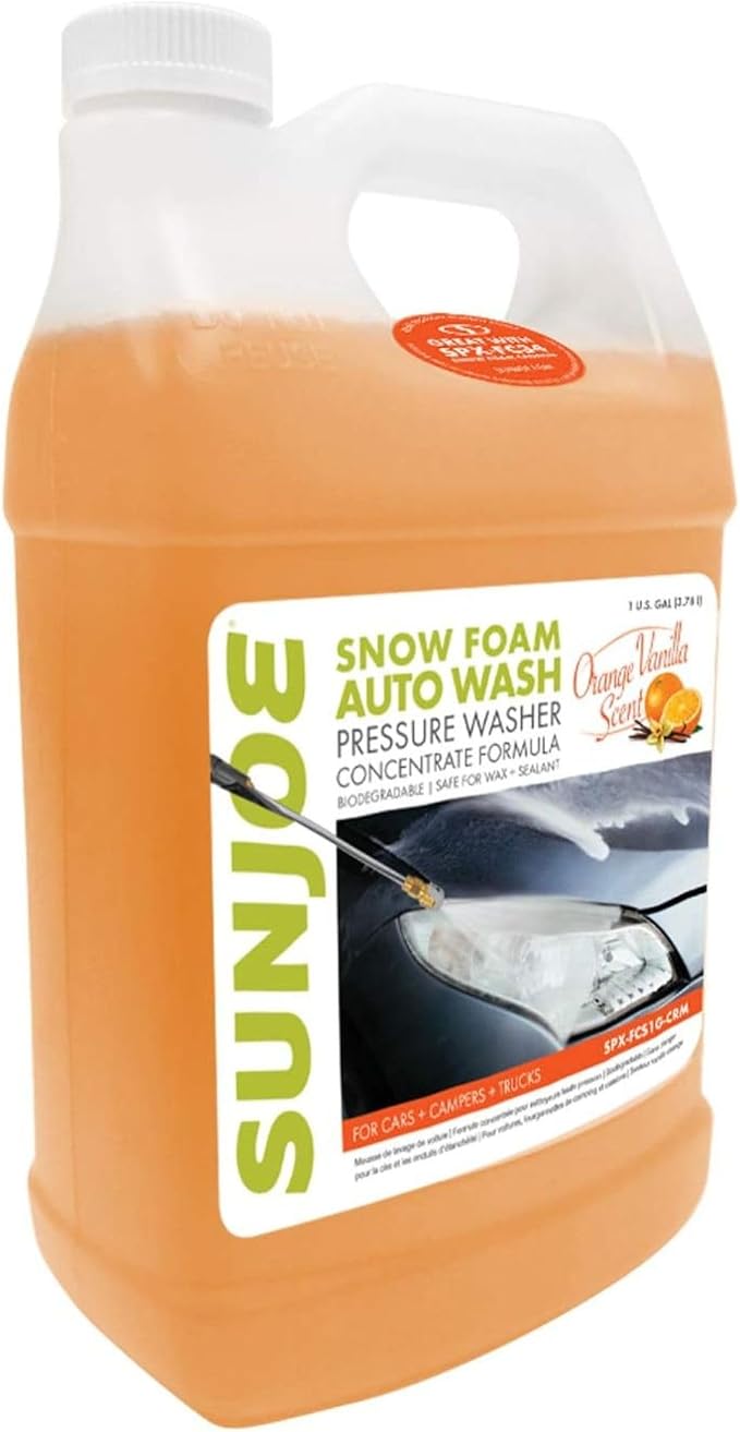Snow Foam Car Wash Soap & Cleaner Concentrate, Orange Vanilla Scent, 1 Gallon - Cleaning Solution for Automotive Vehicles, Vinyl, Aluminum, Wood, & Brick Surfaces, SPX-FCS1G-COC